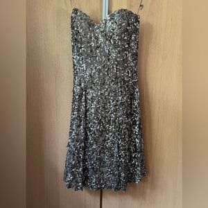 Wyatt sequined strapless mini dress, all silk, size 2